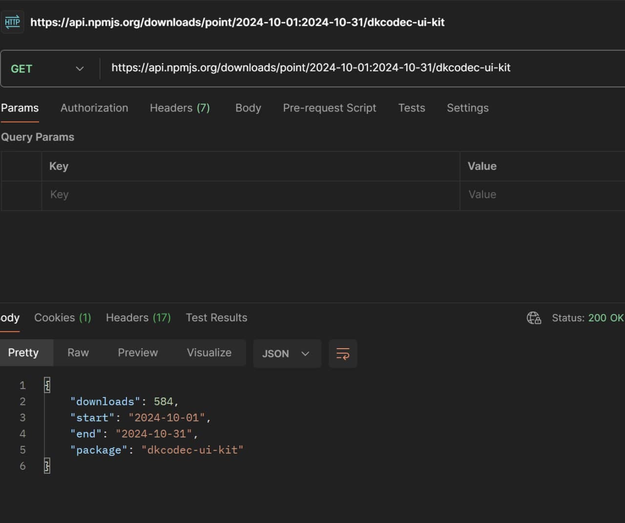 npm download stats: 584 downloads
